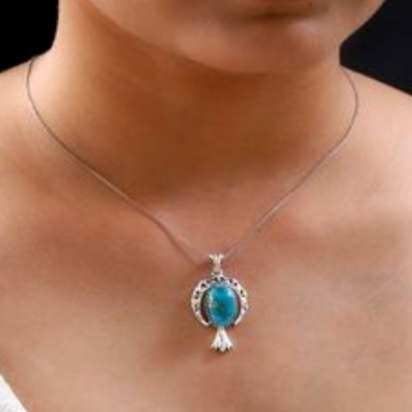 South Hill Turquoise Pendant in Sterling Silver on 18" Sterling Silver Chain NWT - Picture 5 of 8